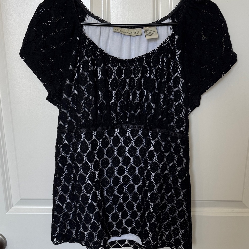 Requirements Black and White Lace Blouse